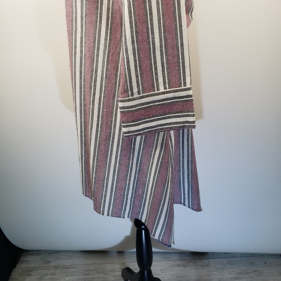 Peasant Core Retro Button Down Top Tunic Small Asymmetrical Striped Indie NEW - Picture 6 of 9
